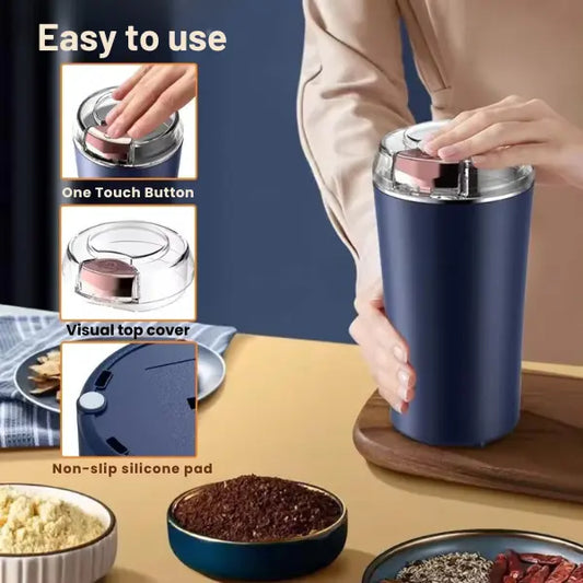 Mini Portable Electric Coffee & Spice Grinder- Grind Your Favorites in Seconds