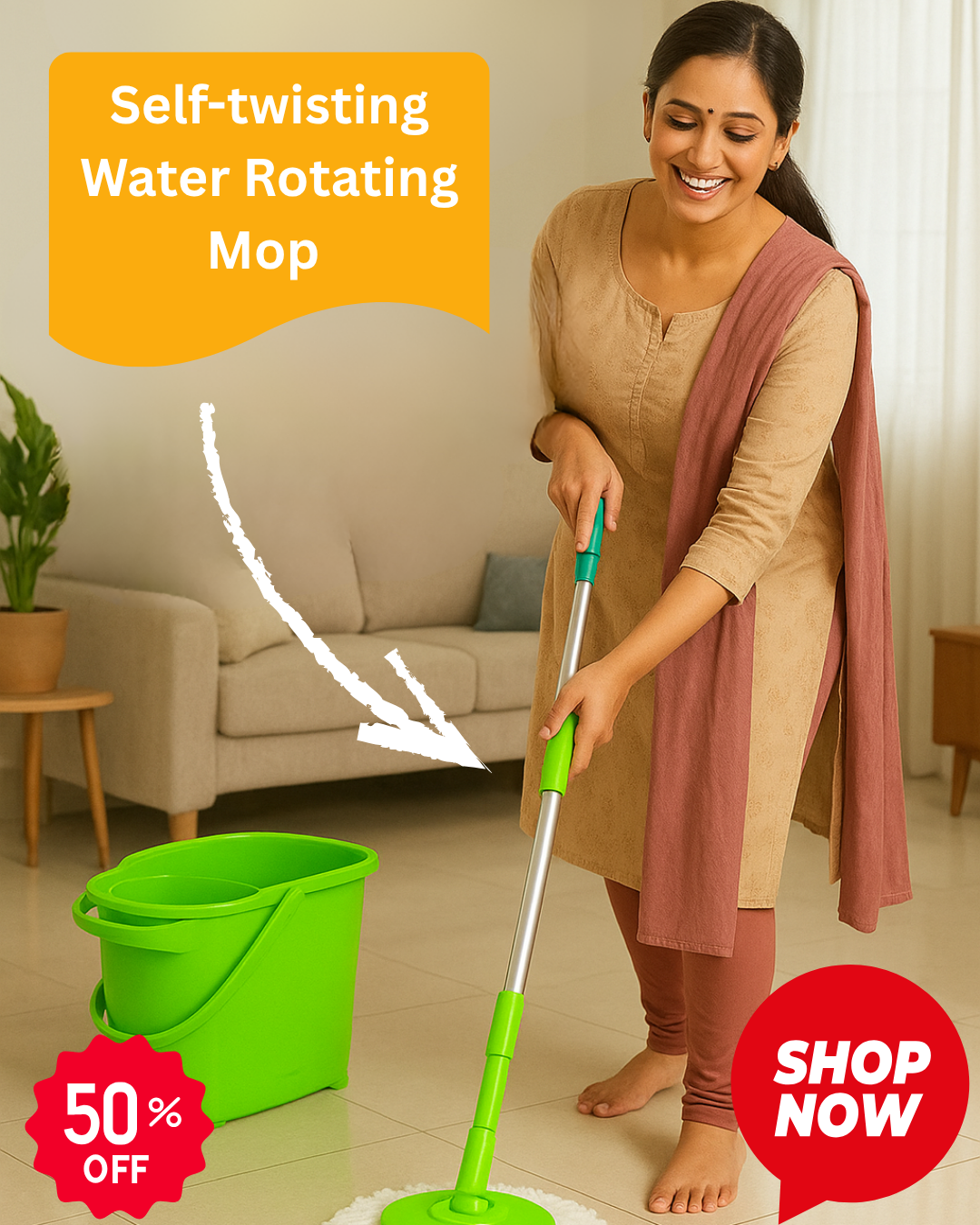Self-twisting 360 Water Rotating Mop