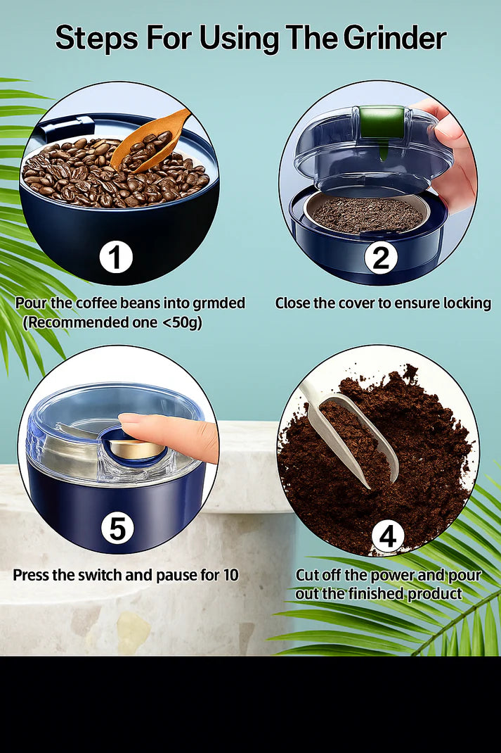 Mini Portable Electric Coffee & Spice Grinder- Grind Your Favorites in Seconds